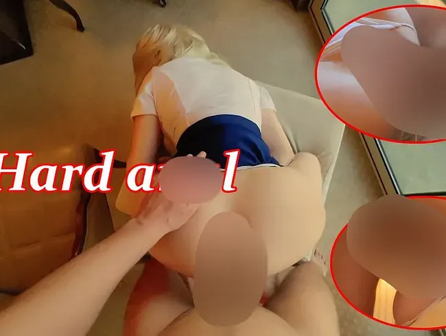 Eine Stewardess wird von einem Mann mit einem großen Penis hart anal gefickt. - EvaGrant