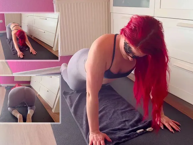 Beim Sport geil in nasser Leggings! Analplug steckt tief & ich fingere meine Fotze!